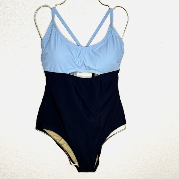Kona Sol Other - Kona Sol Women's Colorblock Blue Navy Cut Out One Piece Swimsuit NEW!